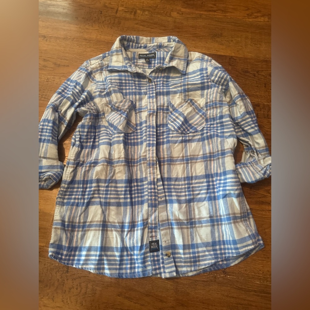 Flannel real work L women’s blue plaid